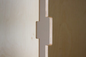 Plywood wardrobes close up