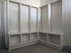 Fitted bookcase under construction